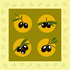 Green and black olives set for agriculture or idea of logo.