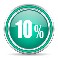 10 percent green glossy web icon