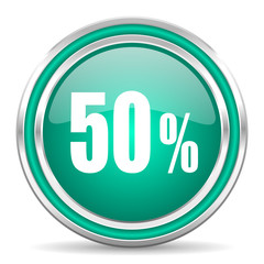 50 percent green glossy web icon