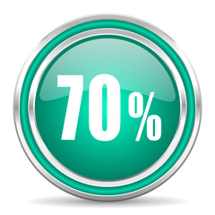 70 percent green glossy web icon