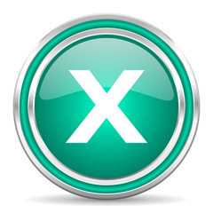 Obraz premium cancel green glossy web icon