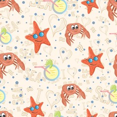 Vector pattern with sea life