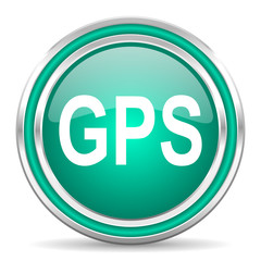 gps green glossy web icon