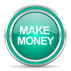 make money green glossy web icon