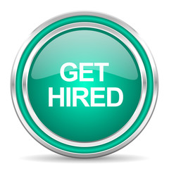 get hired green glossy web icon