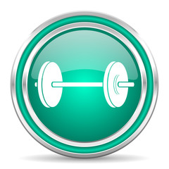 fitness green glossy web icon