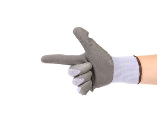 Hand in glove showing one.