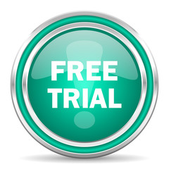 free trial green glossy web icon