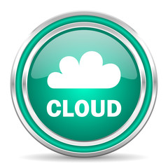 cloud green glossy web icon