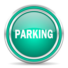 parking green glossy web icon