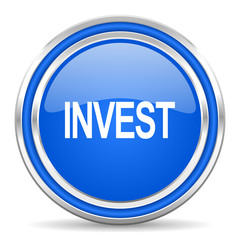 invest blue glossy web icon