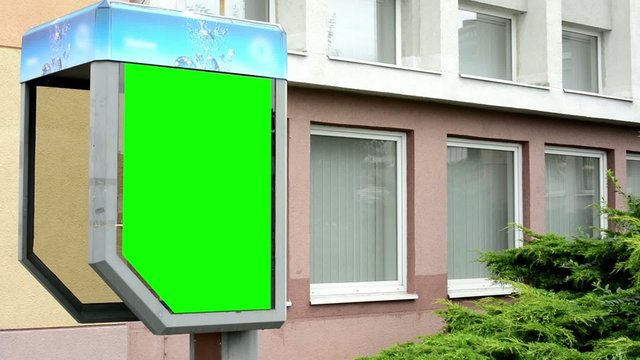 Billboard On Phone Booth - Green Screen - Building