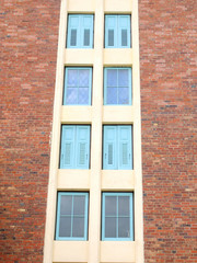 thai old style classic window in yellow and green color