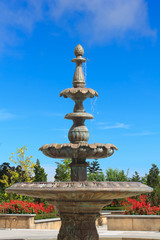 Fototapeta na wymiar model fountains with blue sky