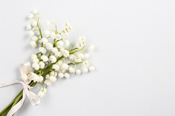 Lilly of the valley flowers, copy space
