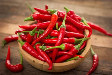 Vitrage gordijnen Bestsellers in de keuken Chili pepers