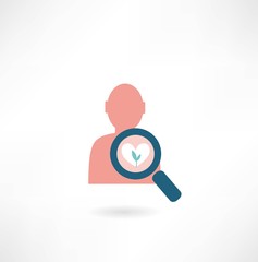heart under a magnifying glass icon