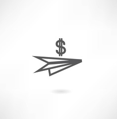 paper airplane icon dollar icon