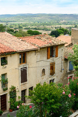 Fototapeta na wymiar Houses in the French village Murviel-les-Beziers, South France