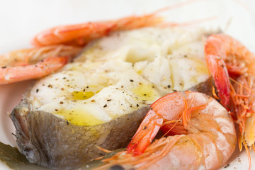 fish with oil and shrimps