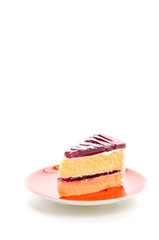Strawberry cake isolated on white background