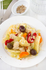 salad fish with vegetables and olives