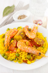 rice with seafood, chicken and vegetables