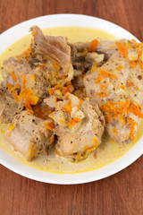 rabbit with sauce on plate