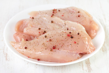 raw chicken breast on white plate