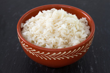 boiled rice in ceramic bowl