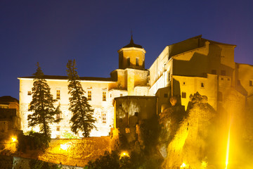 Fototapeta na wymiar Night view of houses in Cuenca. Spain