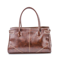 Woman leather bag isolated white background