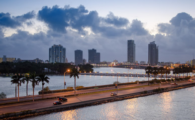 Skyline of Miami on a beautiful dawn