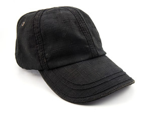 Front View of Black Cap Isolated on White Background.