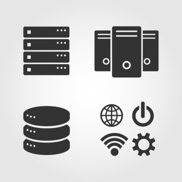 Computer Server icons set, flat design