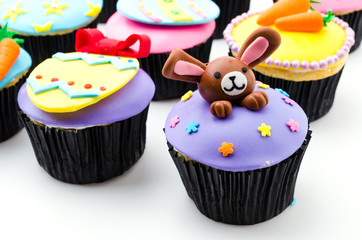 Easter cupcakes isolated white background