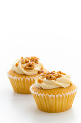 Nuts cupcake isolated on white background