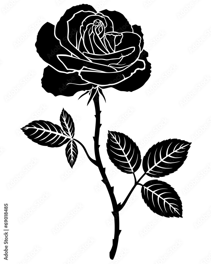 Sticker Rose flower silhouette