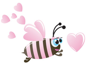Bee and hearts