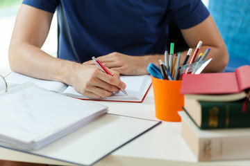 Student during doing homework