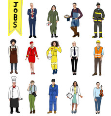 Group of Multiethnic People with Different Jobs