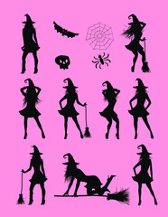 witch silhouette halloween pack