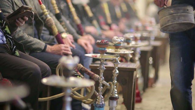 People smoking shisha at Nargile Cafe, Istanbul