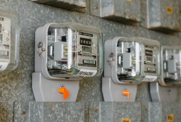 Watt hour Electric meter measurement tool at apartment