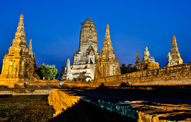 Wat Chaiwatthanaram at twilight, Ayutthaya, Thailand