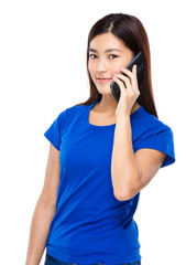 Young woman talk to mobile phone