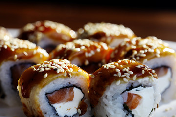 Japanese cuisine sushi rolls macro