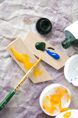 brush and acrylic color