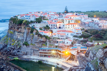 Azenhas do Mar village at dusk Portugal
