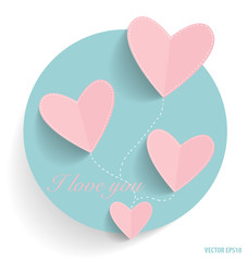 Cute note paper with hearts. Vector illustration.